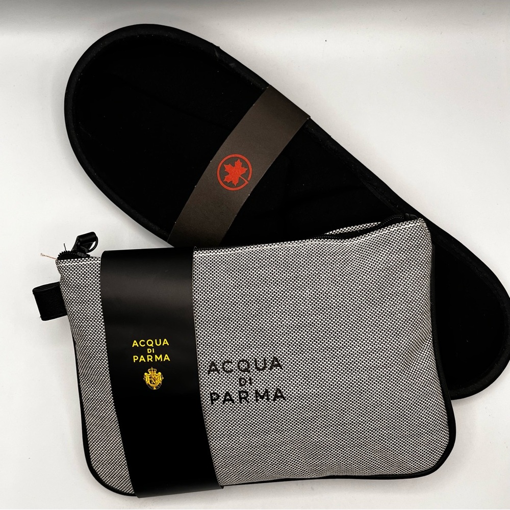 BNWT SET 1: ACQUA DI PARMA TRAVEL ESSENTIALS POUCH AND TRAVEL SLIPPERS